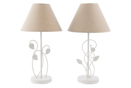 DKD Home Decor Lámpara de Sobremesa de Metal y Tela E14