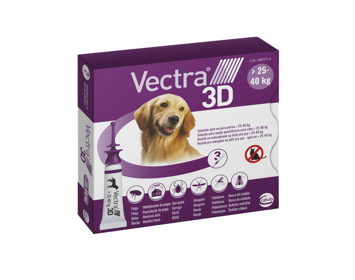 Vectra 3D Spot-On para Perros 25-40kg, 3 Pipetas