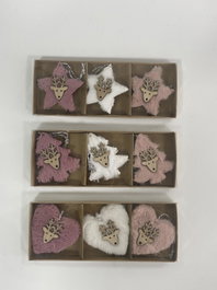 DKD Home Decor Decoración Colgante Navidad Fantasía Rosa Blanco Set de 3 Unidades