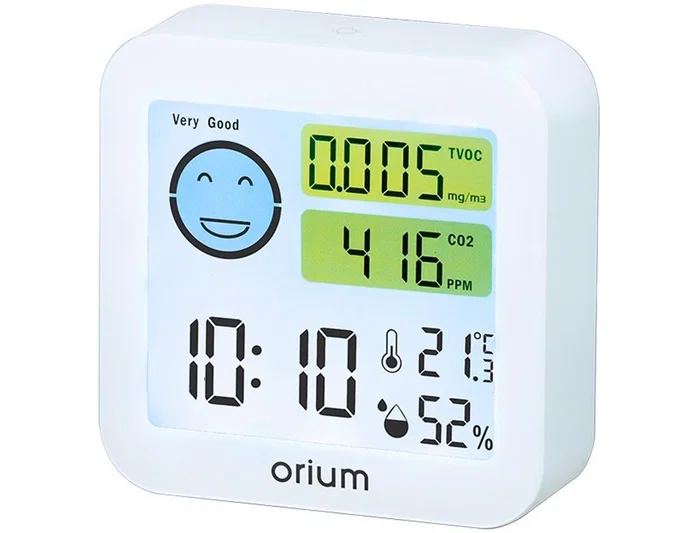 Cep Medidor de Aire Quaelis 20 Medidor de CO2 y COV Superficie 30 m2 Pantalla LCD Color Blanco 8x2,5x8 cms
