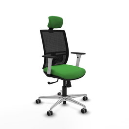 PIQUERAS Y CRESPO Silla de oficina Yunquera con mecanismo Sincro, Tela Verde y Malla Negra