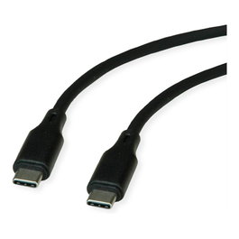 ROLINE Cable USB 2.0 Tipo C a USB C, Silicona, 60W, Negro, 1 m