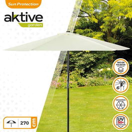 Aktive Parasol de Terraza Redondo 270 cm con Chimenea y Mástil de Aluminio 3,8 cm