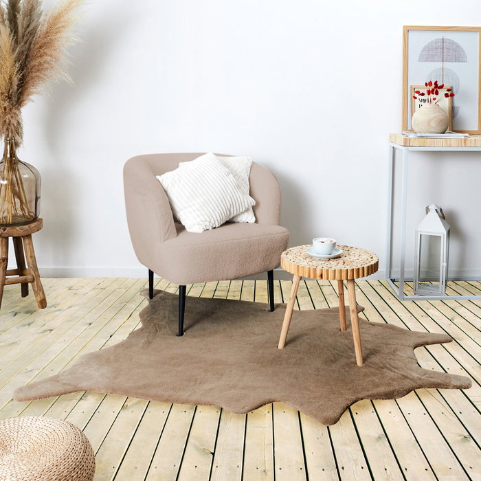 Home Deco Factory Alfombra Taupé 120x158 cm, Pelo de Poliéster, Colección Natural