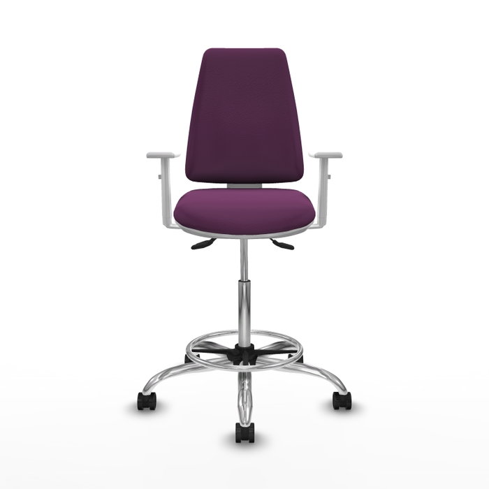 PIQUERAS Y CRESPO Taburete Elche blanco AS con tapizado morado y base cromada PIQUERAS Y CRESPO Taburete Elche blanco AS con tapizado morado y base cromada