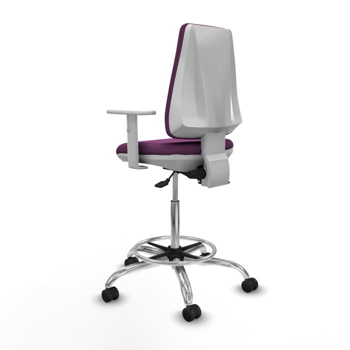 PIQUERAS Y CRESPO Taburete Elche blanco AS con tapizado morado y base cromada PIQUERAS Y CRESPO Taburete Elche blanco AS con tapizado morado y base cromada