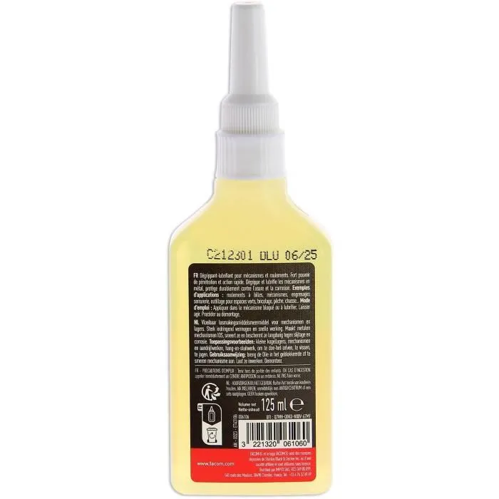 Facom Aceite Fino Lubricante para Mecanismos Metálicos, Antidesgaste, Acción Rápida, 125 ml