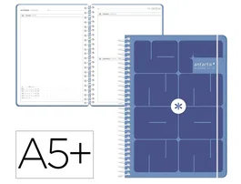 Antartik Agenda Escolar Espiral Essentials 2026-2027, Día Página, A5+, Interior Bilingüe Español, Papel FSC 80g, Azul Marino