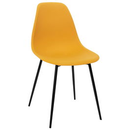 Home Deco Factory Silla Gustav Amarilla Essentiel - Estilo Escandinavo, Polipropileno, Patas Hierro Negro
