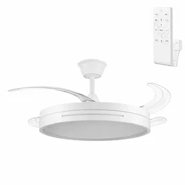 Ventilador DC Blanco Función Verano-Invierno con LED, 59W 6980lm 3 Temperaturas de Luz 3500-4000-6500K, 6 Velocidades, Mando a Distancia y Temporizador, 106cm