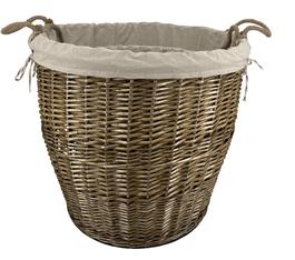 DKD Home Decor Set de 5 Cestas de Mimbre y Algodón con Ruedas y Asas