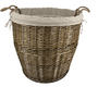 DKD Home Decor Set de 5 Cestas de Mimbre y Algodón con Ruedas y Asas