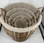 DKD Home Decor Set de 5 Cestas de Mimbre y Algodón con Ruedas y Asas