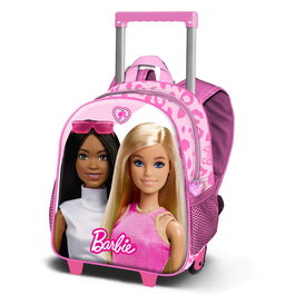 Barbie Mochila Infantil con Ruedas 3D Pequeña Fashionista Rosa 10x25x30cm 7L