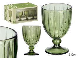 Vivalto Copa Vino Rayas 310 ml Verde Vidrio 8.5 x 13.3 x 8.5 cm (Set de 24)
