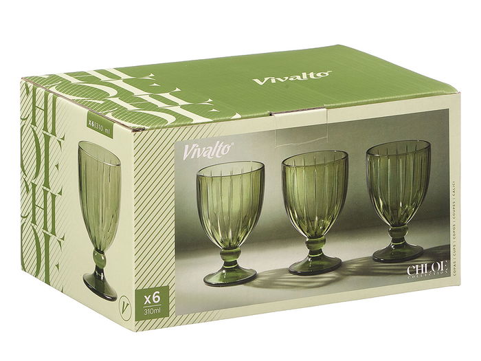 Vivalto Copa Vino Rayas 310 ml Verde Vidrio 8.5 x 13.3 x 8.5 cm (Set de 24)