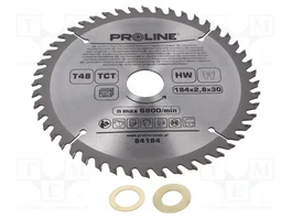 PROLINE Sierra circular 184mm con 48 dientes de carburo cementado para madera