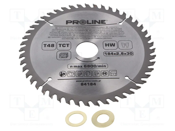 PROLINE Sierra circular 184mm con 48 dientes de carburo cementado para madera PROLINE Sierra circular 184mm con 48 dientes de carburo cementado para madera