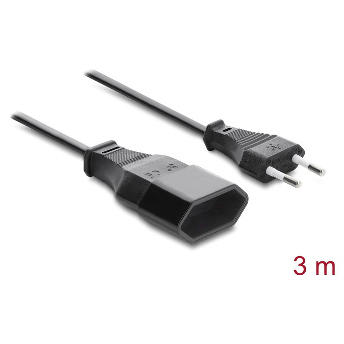 DeLOCK 81628 Cable de extensión CEE 7/16 de 3 m, Negro