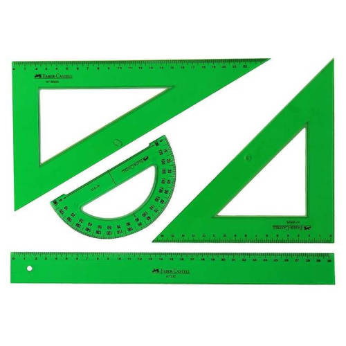 Faber-Castell Juego Escolar de Reglas de 4 Piezas Verde Faber-Castell Juego Escolar de Reglas de 4 Piezas Verde