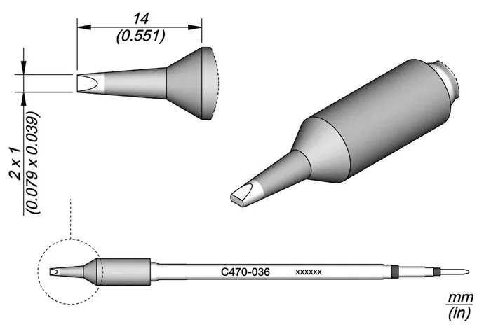 JBC TOOLS Punta de soldadura tipo destornillador 2x1mm Heavy Duty JBC TOOLS Punta de soldadura tipo destornillador 2x1mm Heavy Duty