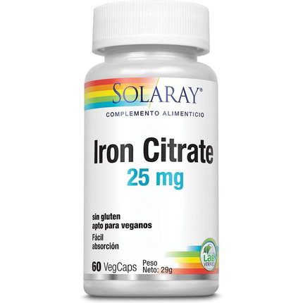 SOLARAY Iron Citrate 25 mg 60 Cápsulas