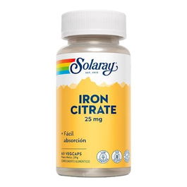 SOLARAY Hierro Citrato 25Mg 60Cap. Apto Veganos