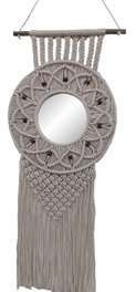DKD Home Decor Espejo Macrame Cristal Blanco 31x2x98