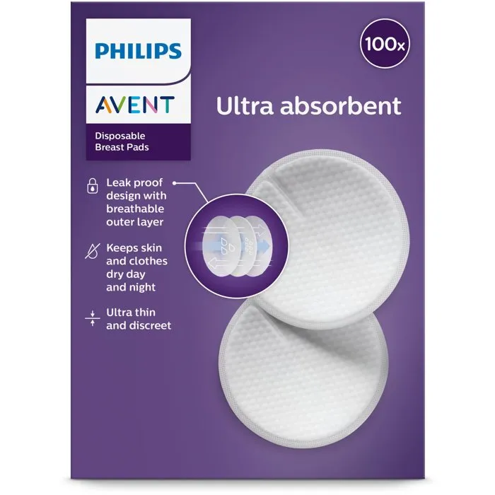 PHILIPS AVENT Discos absorbentes para lactancia SCF254/13 Desechables 100 unidades PHILIPS AVENT Discos absorbentes para lactancia SCF254/13 Desechables 100 unidades