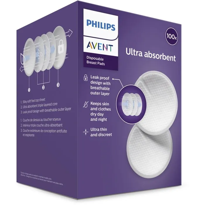 PHILIPS AVENT Discos absorbentes para lactancia SCF254/13 Desechables 100 unidades PHILIPS AVENT Discos absorbentes para lactancia SCF254/13 Desechables 100 unidades