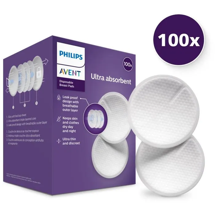 PHILIPS AVENT Discos absorbentes para lactancia SCF254/13 Desechables 100 unidades PHILIPS AVENT Discos absorbentes para lactancia SCF254/13 Desechables 100 unidades