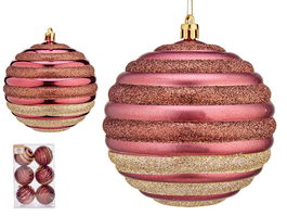 Krist+ Set 6 Bolas Navidad Rosa Oscuro con Círculos 10 cm (Set de 6)