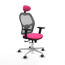PIQUERAS Y CRESPO Silla de oficina Jorquera Rosa y Gris con mecanismo Sincro/Traslack