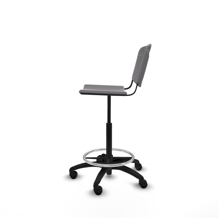 Taburete Robledo con mecanismo Giratorio de PVC color Gris claro. Equipado con Base poliamida negra, Sin brazos y Ruedas de nailon 50 mm Taburete Robledo con mecanismo Giratorio de PVC color Gris claro. Equipado con Base poliamida negra, Sin brazos y Ruedas de nailon 50 mm