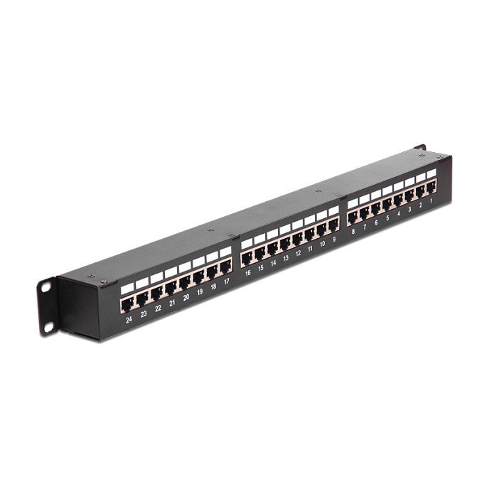 DeLOCK Patchpanel 24 Puertos Cat.6 19" Montaje en Rack 1U Negro - 43295