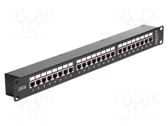 DeLOCK 43295 Patch Panel 24 Puertos Cat.6 Negro 1U