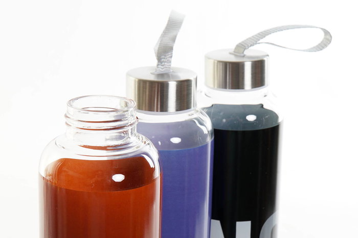 DKD Home Decor Botella 6 Unidades Azul Rojo Vidrio Borosilicato Inox 550ml 6.5 x 23 x 6.5 cm