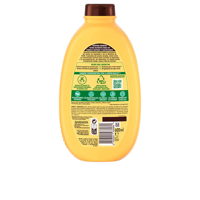 Garnier Original Remedies Champú Aguacate y Karité, Champú Antiencrespamiento Nutritivo y Disciplinante para Cabello, 600 ml