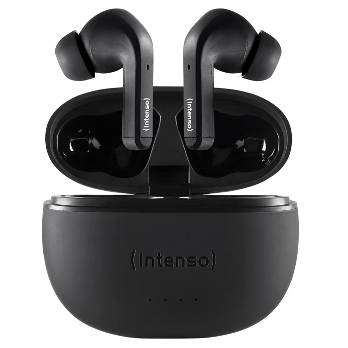 Intenso Buds T300A Auriculares Inalámbricos Bluetooth 5.3 True Wireless (TWS) con Cancelación Activa de Ruido (ANC), 35h Autonomía, Estuche Carga USB-C, Negro