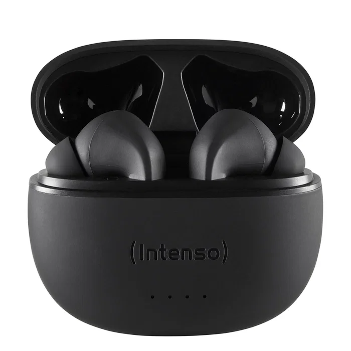 Intenso Buds T300A Auriculares Inalámbricos Bluetooth 5.3 True Wireless (TWS) con Cancelación Activa de Ruido (ANC), 35h Autonomía, Estuche Carga USB-C, Negro