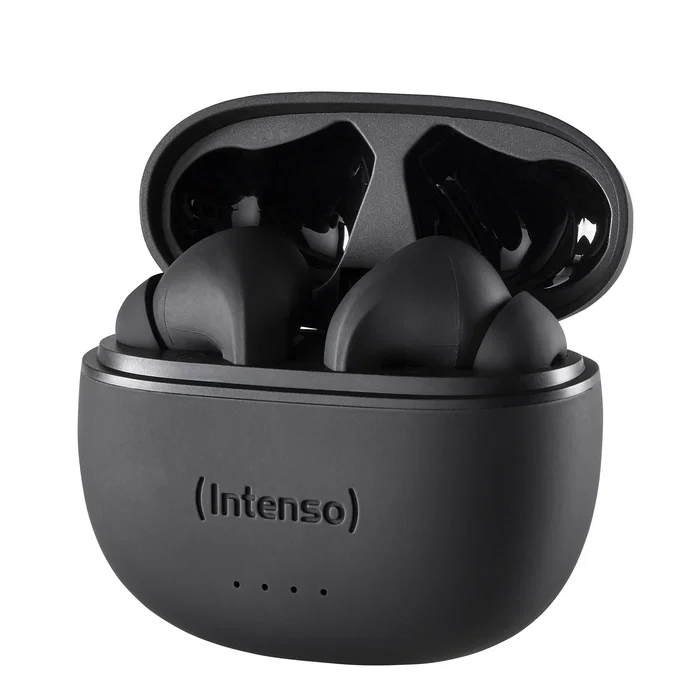Intenso Buds T300A Auriculares Inalámbricos Bluetooth 5.3 True Wireless (TWS) con Cancelación Activa de Ruido (ANC), 35h Autonomía, Estuche Carga USB-C, Negro