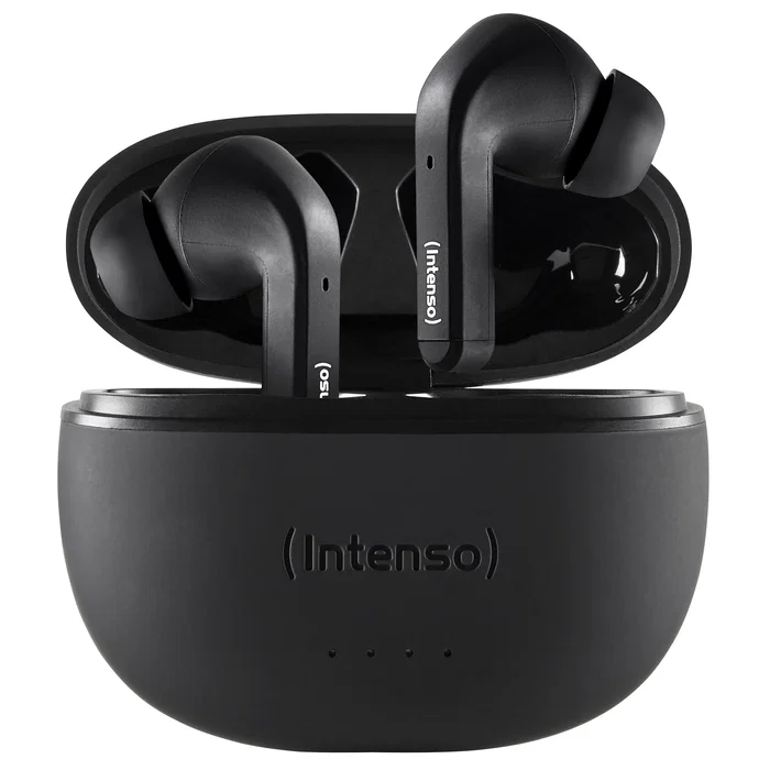 Intenso Buds T300A Auriculares Inalámbricos Bluetooth 5.3 True Wireless (TWS) con Cancelación Activa de Ruido (ANC), 35h Autonomía, Estuche Carga USB-C, Negro