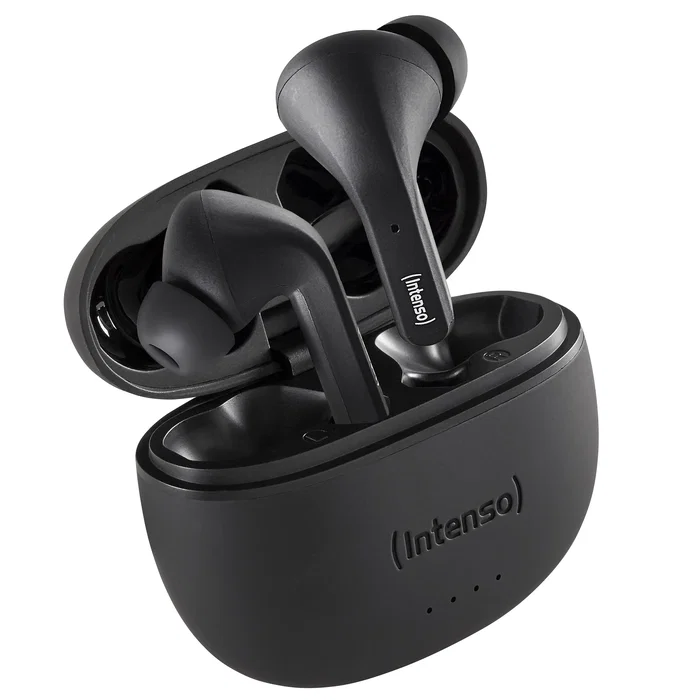 Intenso Buds T300A Auriculares Inalámbricos Bluetooth 5.3 True Wireless (TWS) con Cancelación Activa de Ruido (ANC), 35h Autonomía, Estuche Carga USB-C, Negro