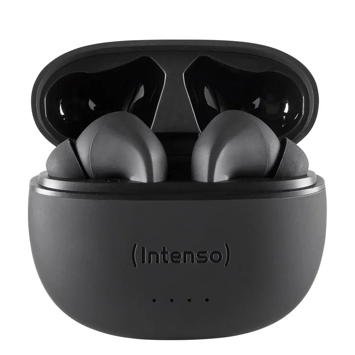Intenso Buds T300A Auriculares Inalámbricos Bluetooth 5.3 True Wireless (TWS) con Cancelación Activa de Ruido (ANC), 35h Autonomía, Estuche Carga USB-C, Negro