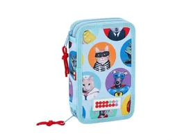 Safta Plumier escolar Pets Factor con doble cremallera de 28 piezas