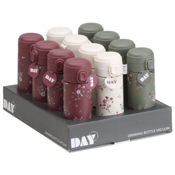 Day Termo Botella 350 ml con Decoración Floral Acero Plástico y Silicona Colores Surtidos