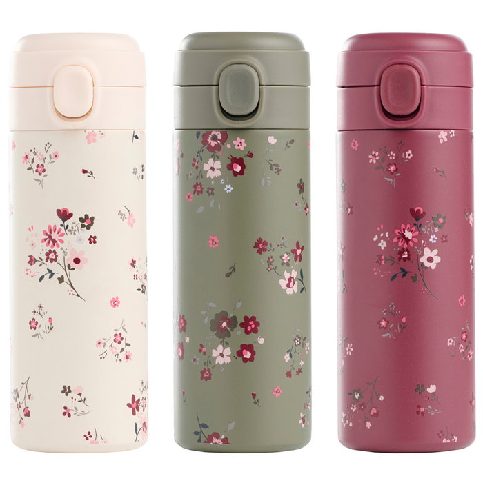 Day Termo Botella 350 ml con Decoración Floral Acero Plástico y Silicona Colores Surtidos