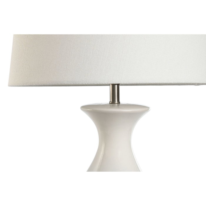 DKD Home Decor Lámpara de Sobremesa de Cerámica y Algodón Bicolor