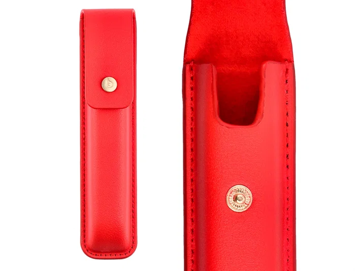 Belius Passion d'or Pluma y estuche de lujo en cuero rojo y dorado con tinta azul, aluminio texturizado Belius Passion d'or Pluma y estuche de lujo en cuero rojo y dorado con tinta azul, aluminio texturizado