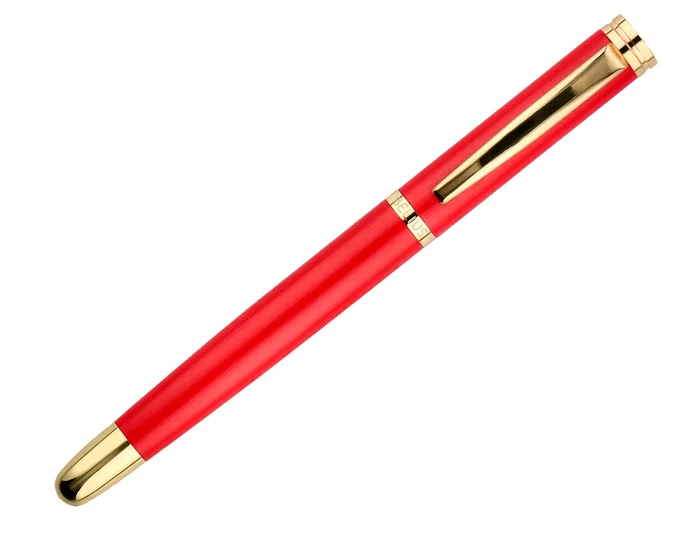 Belius Passion d'or Pluma y estuche de lujo en cuero rojo y dorado con tinta azul, aluminio texturizado Belius Passion d'or Pluma y estuche de lujo en cuero rojo y dorado con tinta azul, aluminio texturizado